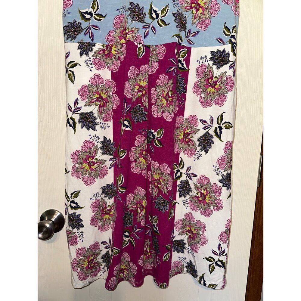 J. Jill Floral Colorblock DressโV Neck Sleeveless Side Pockets Stretch Size Smal - Picture 6 of 13